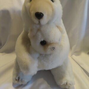 White KLONDIKE Bar Polar Bear Plush With Her Cub Animal Advertisement 10” Soft